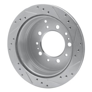 Lexus LX470 Brake Rotor (1) - Rear Left - R1 Concepts - Drilled & Slotted - Silver - `98-`07